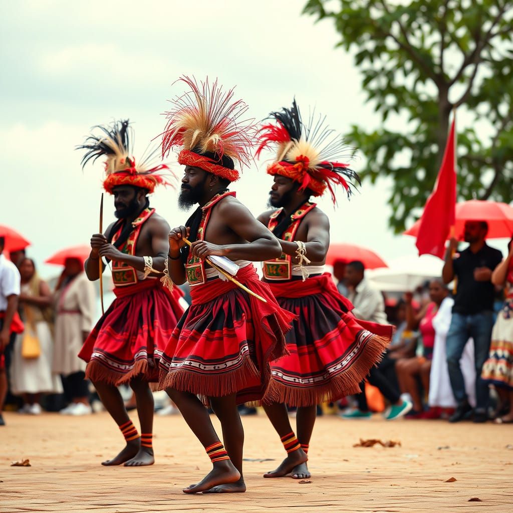 Vibrant Eleggua Morris Dancers in Traditional Attire