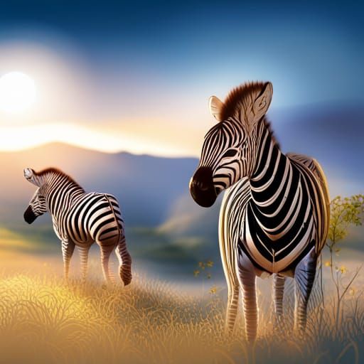 Zebras in Isometric 3D Vector Art Style
