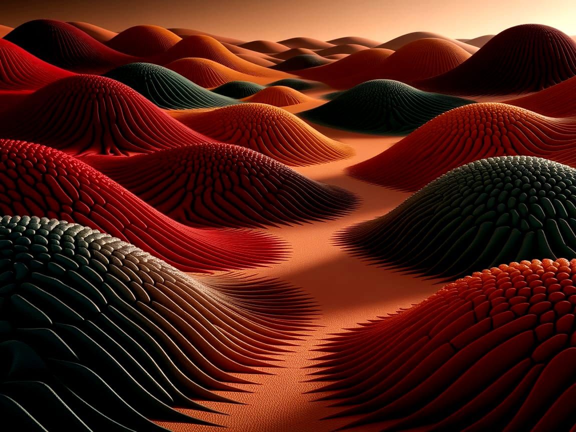 Leather Landscape Art in Golden Sunlight