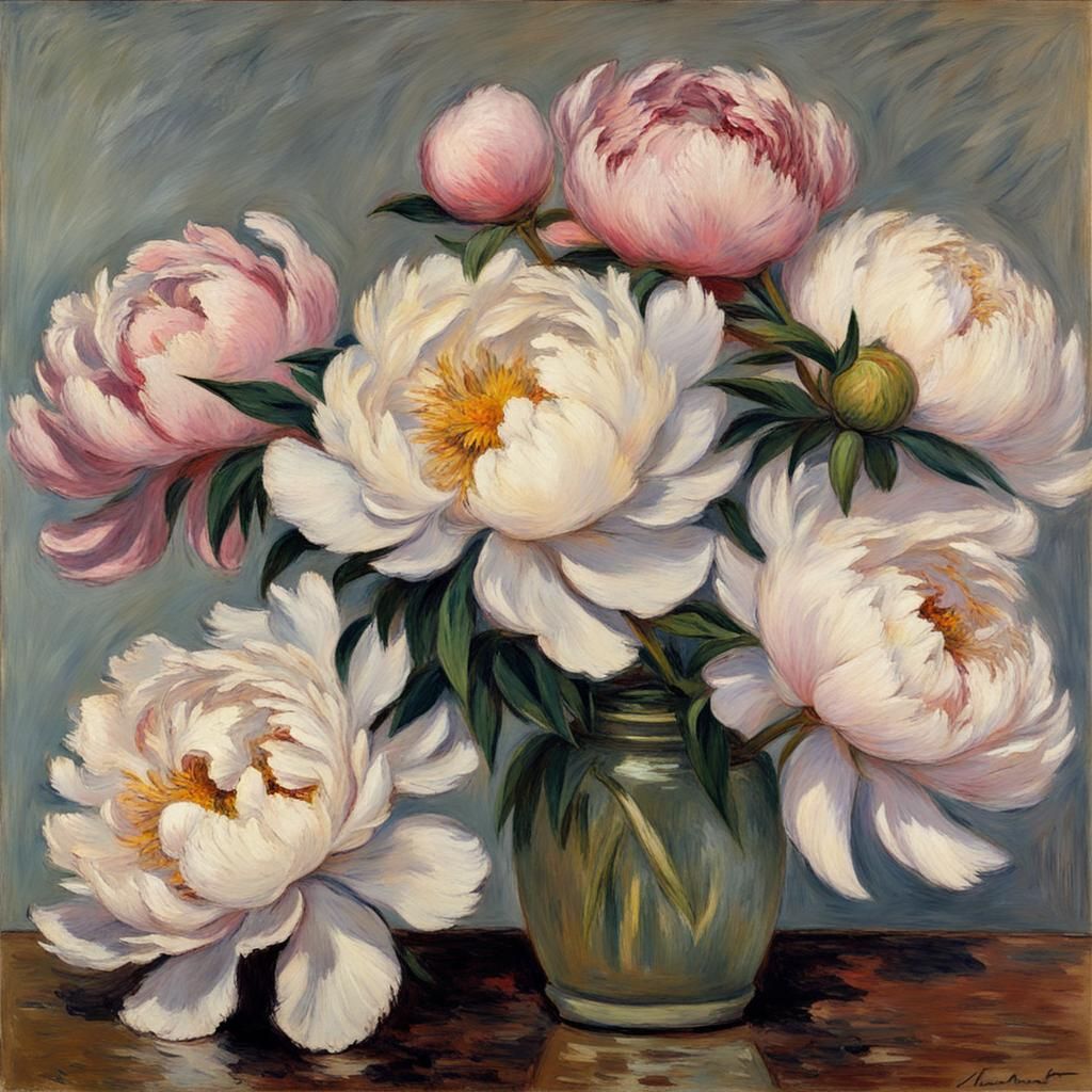 Peonies in Impressionist Style