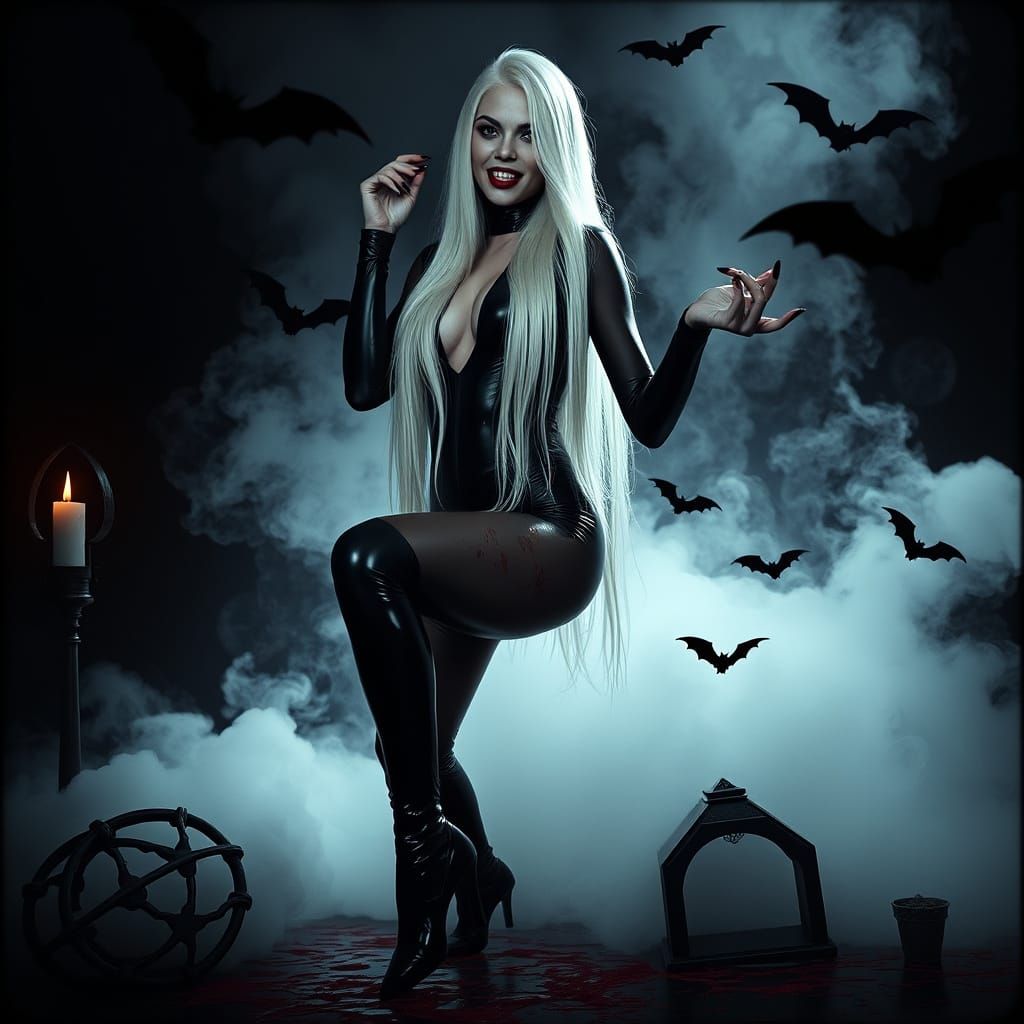 Ethereal Vampire Goddess in Dark Gothic Style