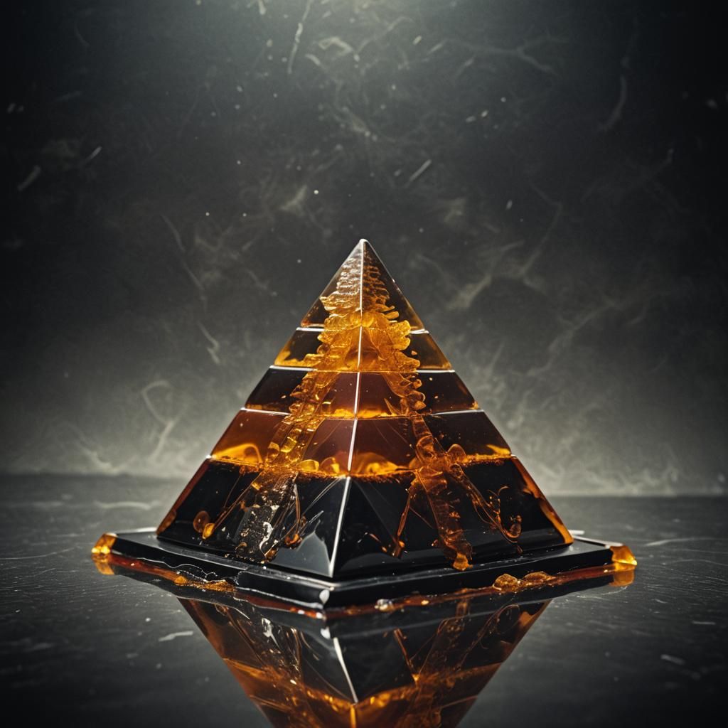 Translucent Amber Jelly Pyramid Sculpture