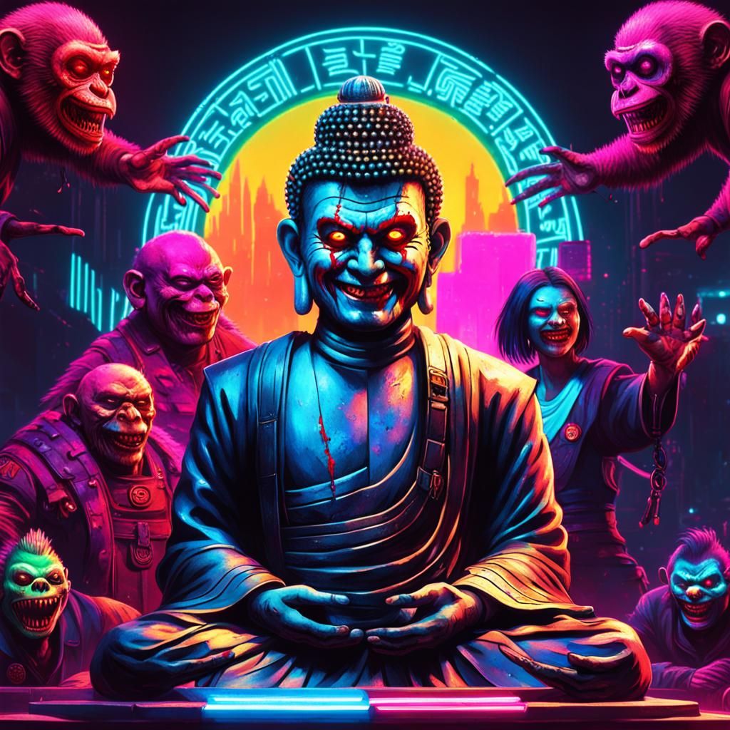Cyberpunk Zombie Monkey Clown Buddha