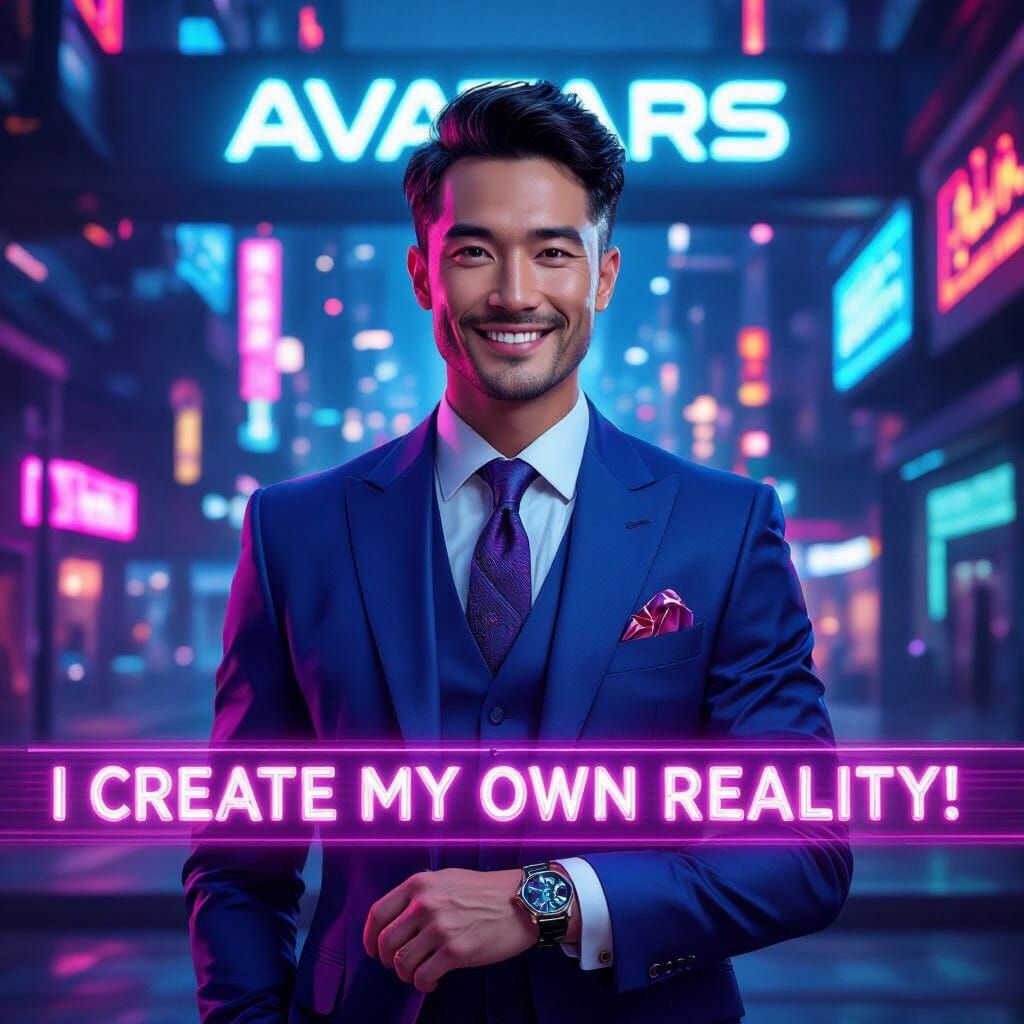 Futuristic Portrait of a Man in Cyberpunk Style