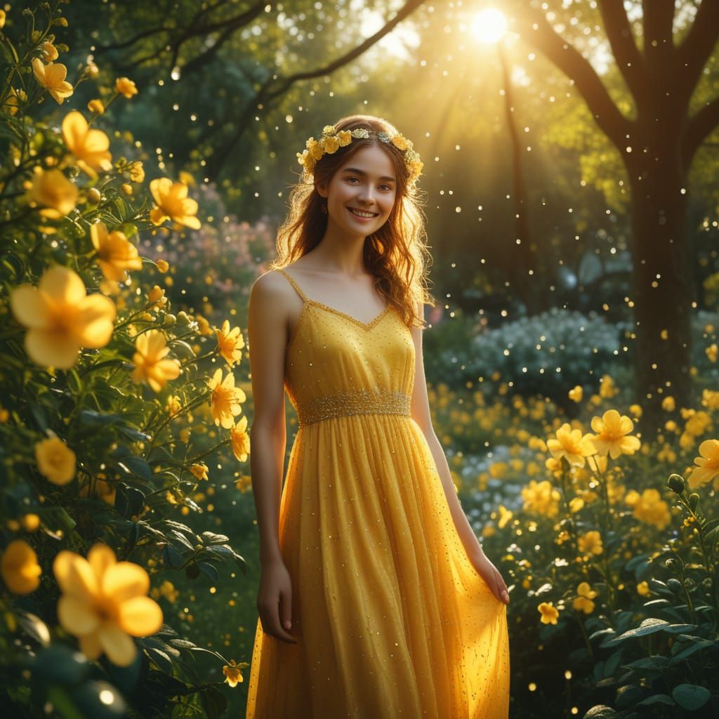 Ethereal Spring Princess in Lush Garden