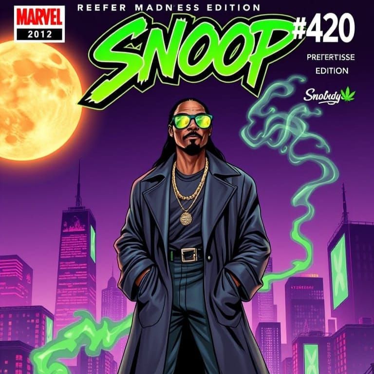 Snoop Dogg as Bold Comic Book Superhero