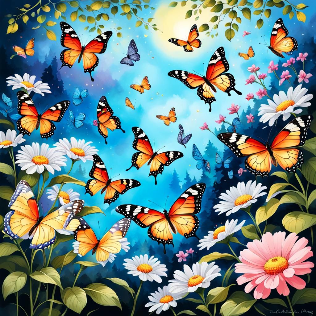 Butterflies and Flowers in Vibrant Harmony