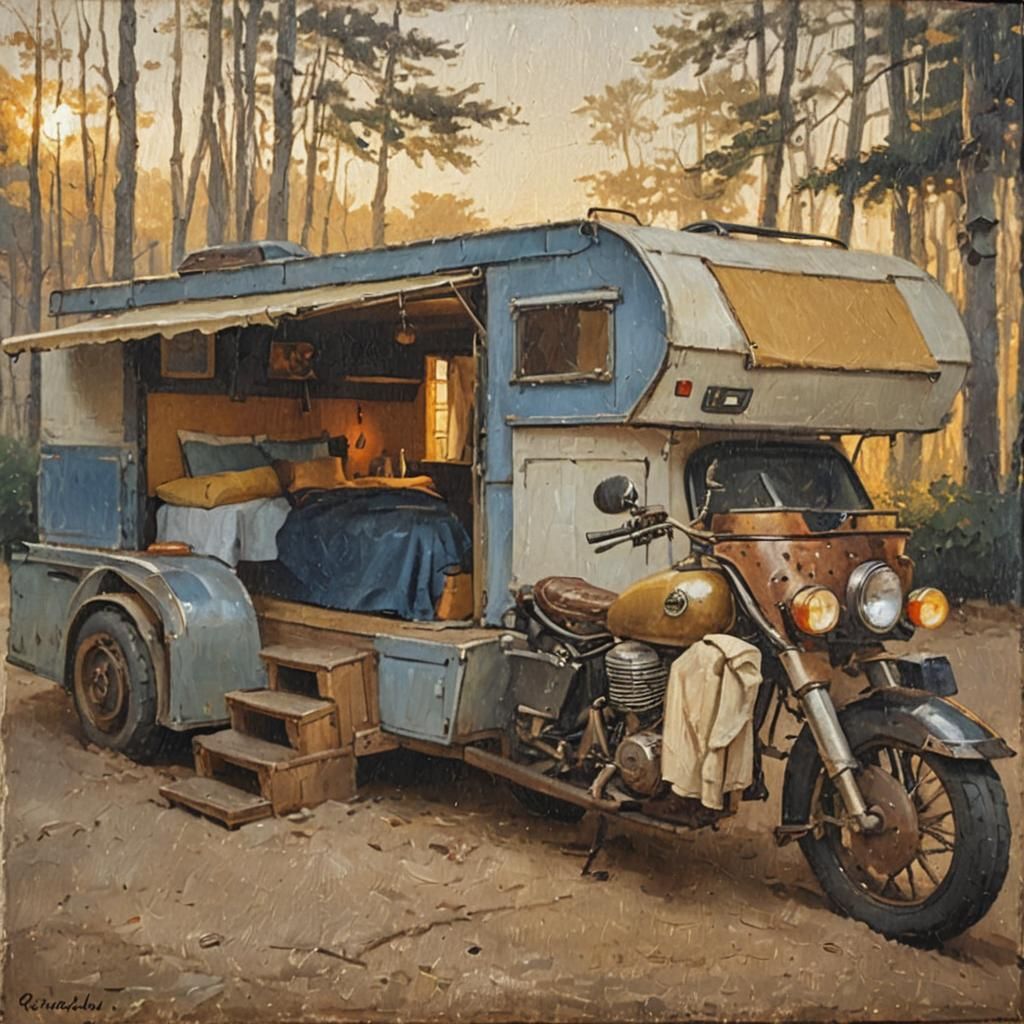 Motorcycle Camper Bedroom in Vermeer Style