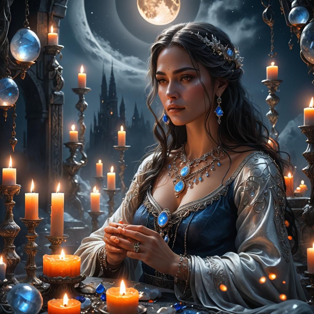 Mystic Moon Ritual with Glowing Candles