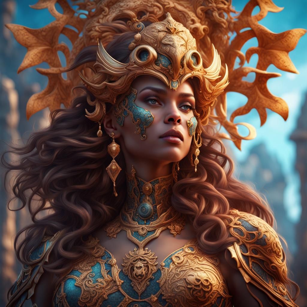 Leo Zodiac Woman in Detailed Matte Painting