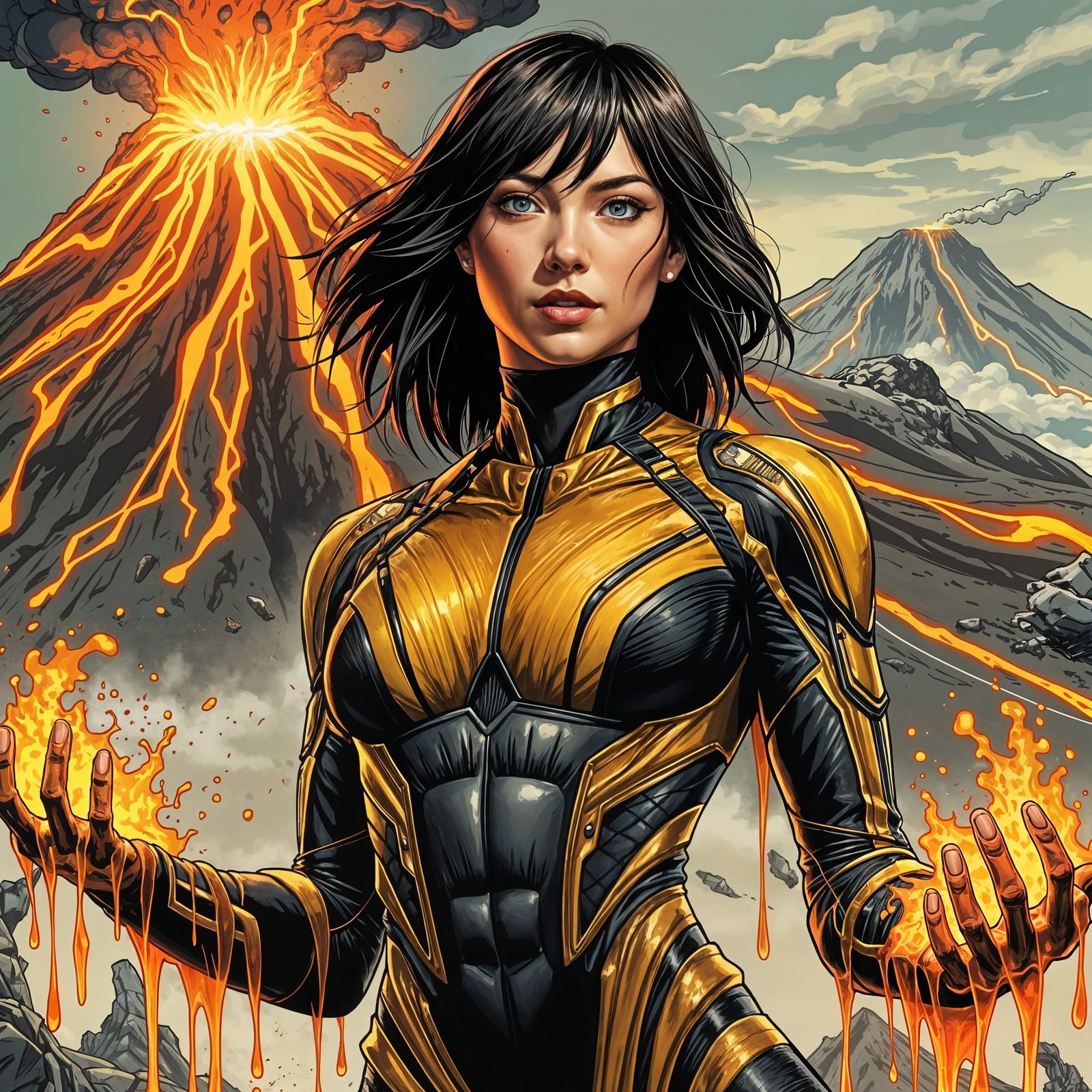 Obsidian Superhero Portrait in Comic Book Style