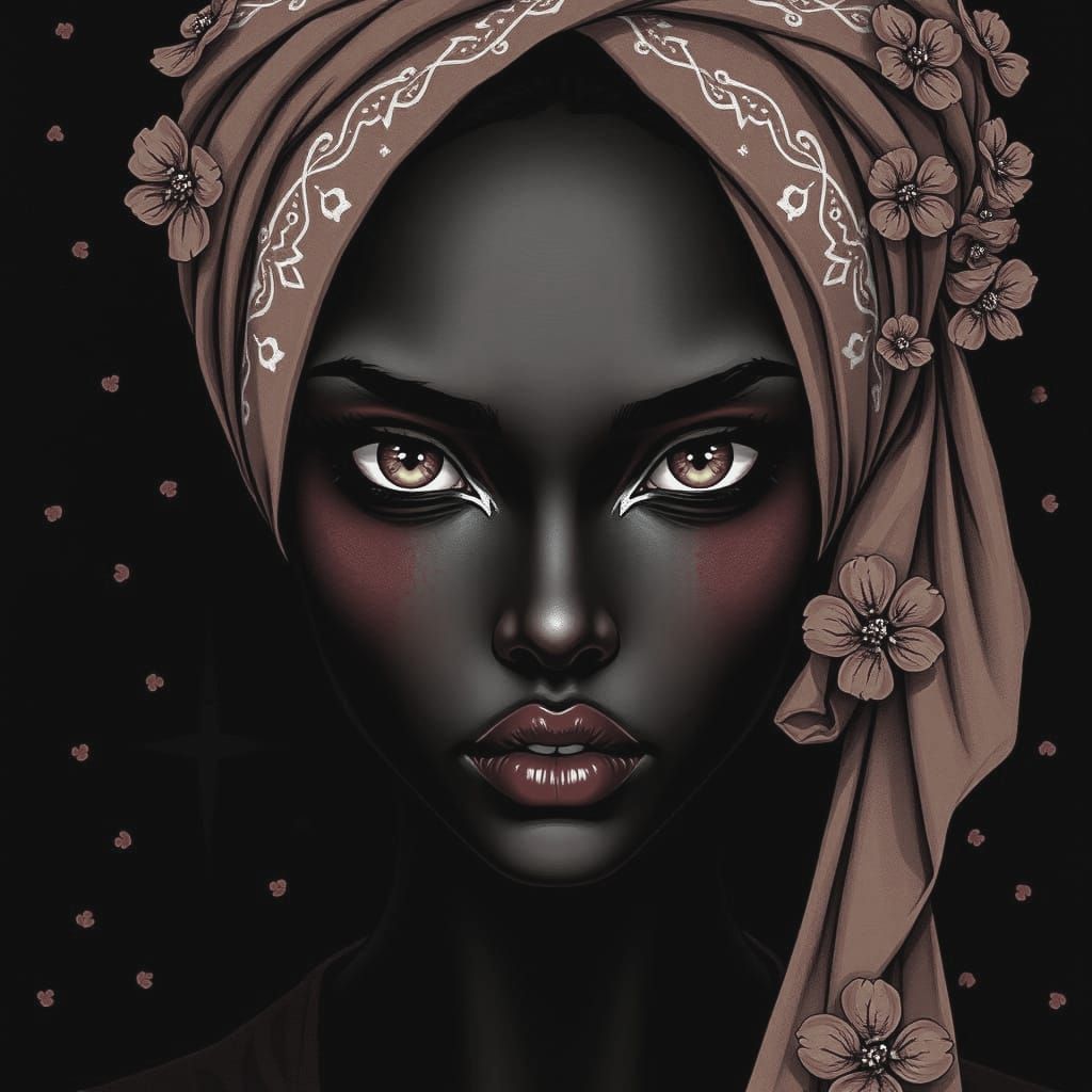 A captivating and vibrant minimalist portrait of a dark fant...