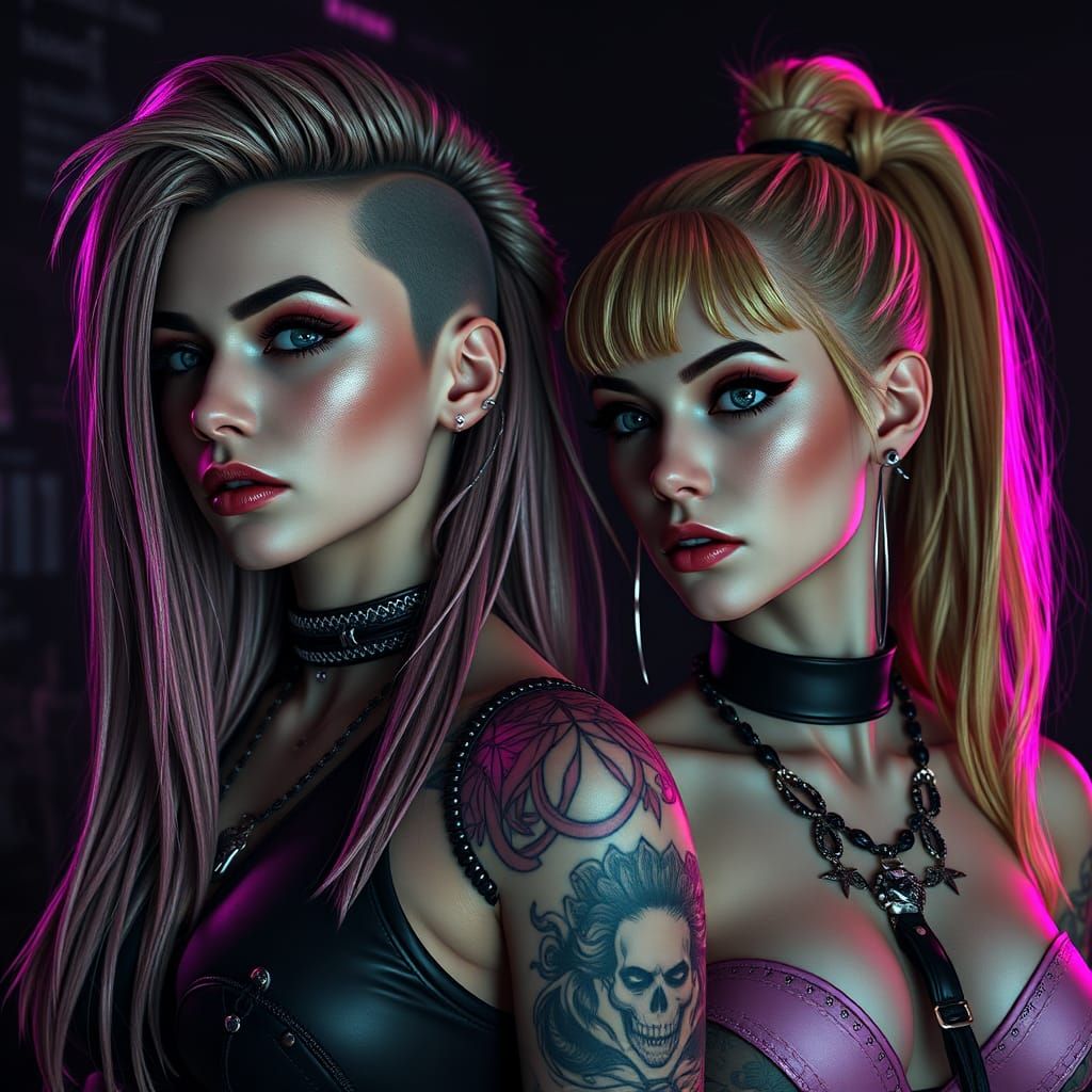 Women of Neon Futurism in Dark Kinetism