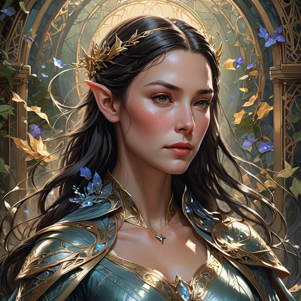 Arwen Undómiel Portrait in Art Nouveau Style