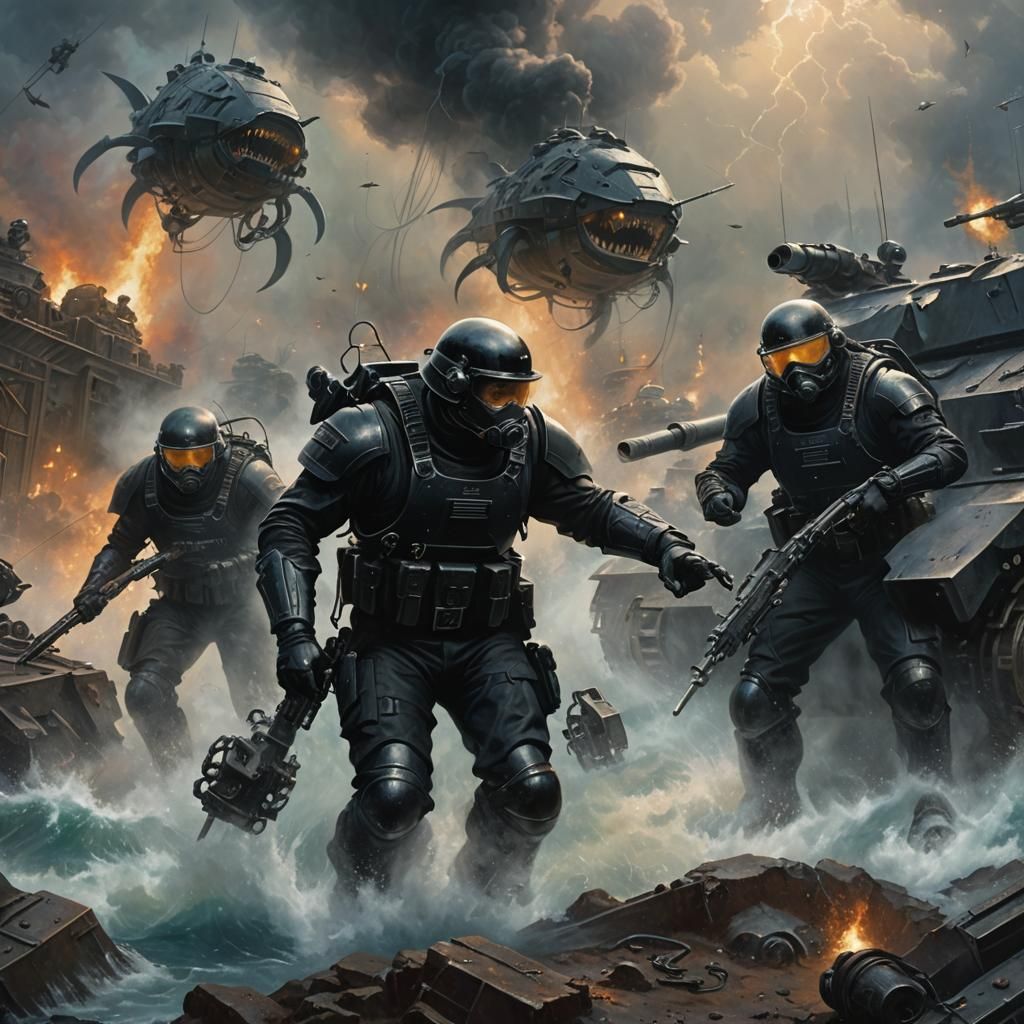 Disturbing Mermaid Capture in Ethereal Fantasy Style