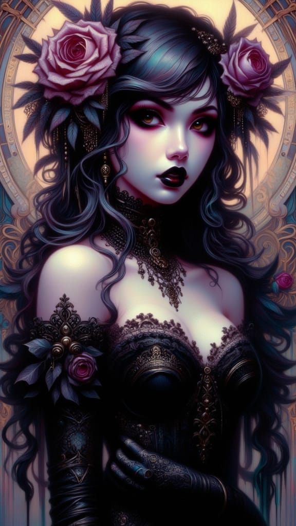 Gothic Fashion Portrait of a Busty Woman