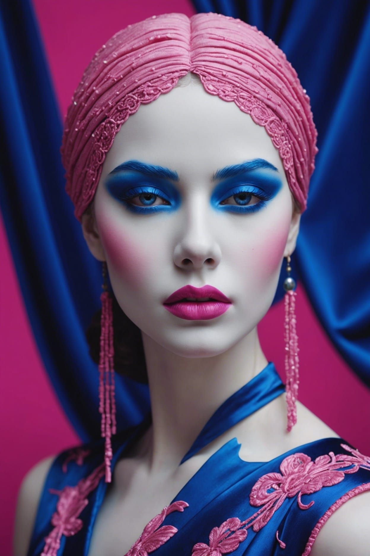 Porcelain Woman with Pink Ink Tears