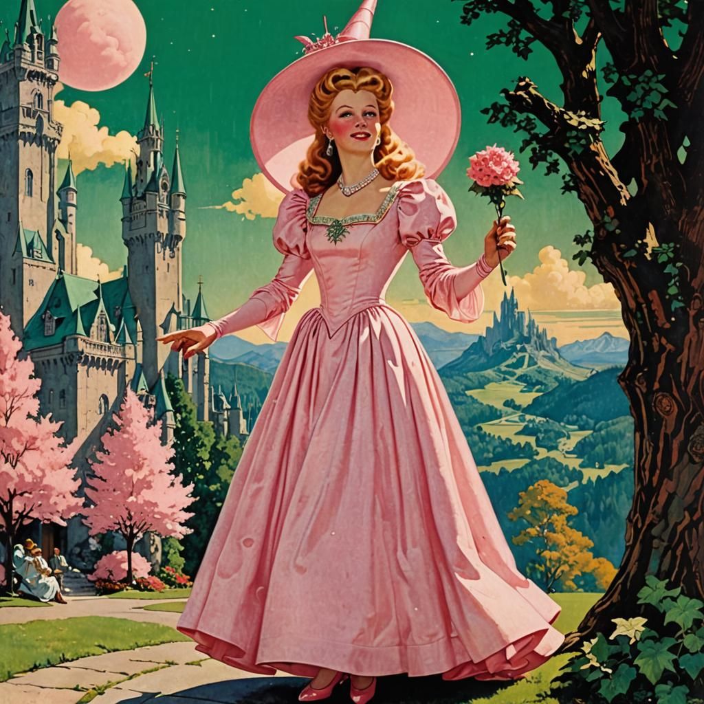 Glinda the Good Witch in Retro Illustration Style
