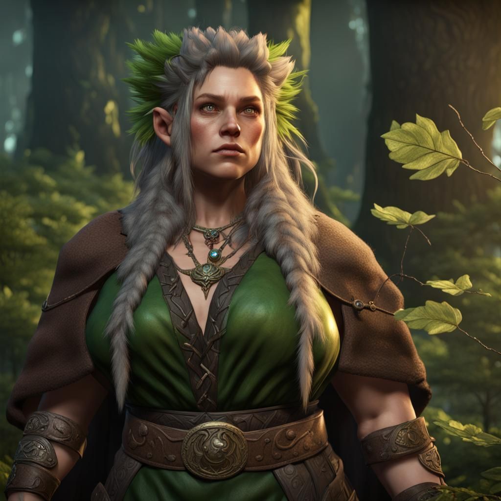 Female Dwarf Druid in Forest, Unreal Engine 5