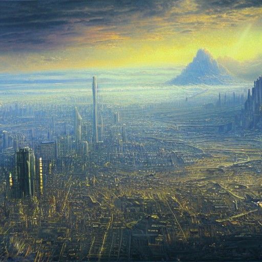 Utopian City in Heaven: Hyperrealistic Future Render