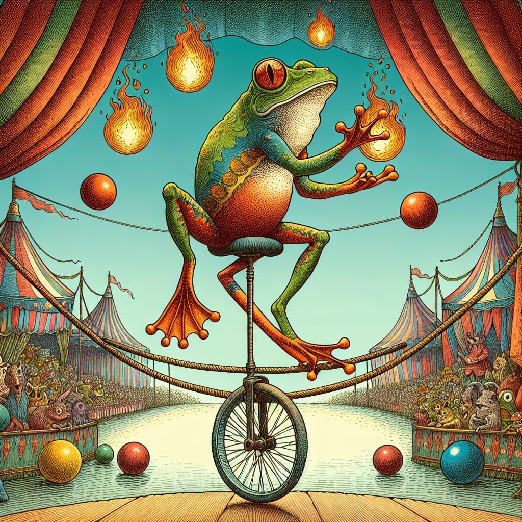 Frog Circus Performer in Bande Dessinée Style
