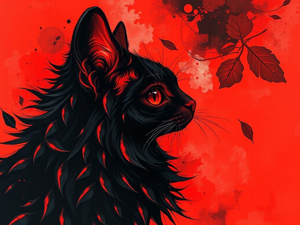 Elegant Minimalism in Strong Black and Sanguine Airbrush Art