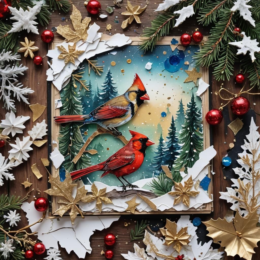 Victorian Christmas Scrapbook Page in Mixed Media