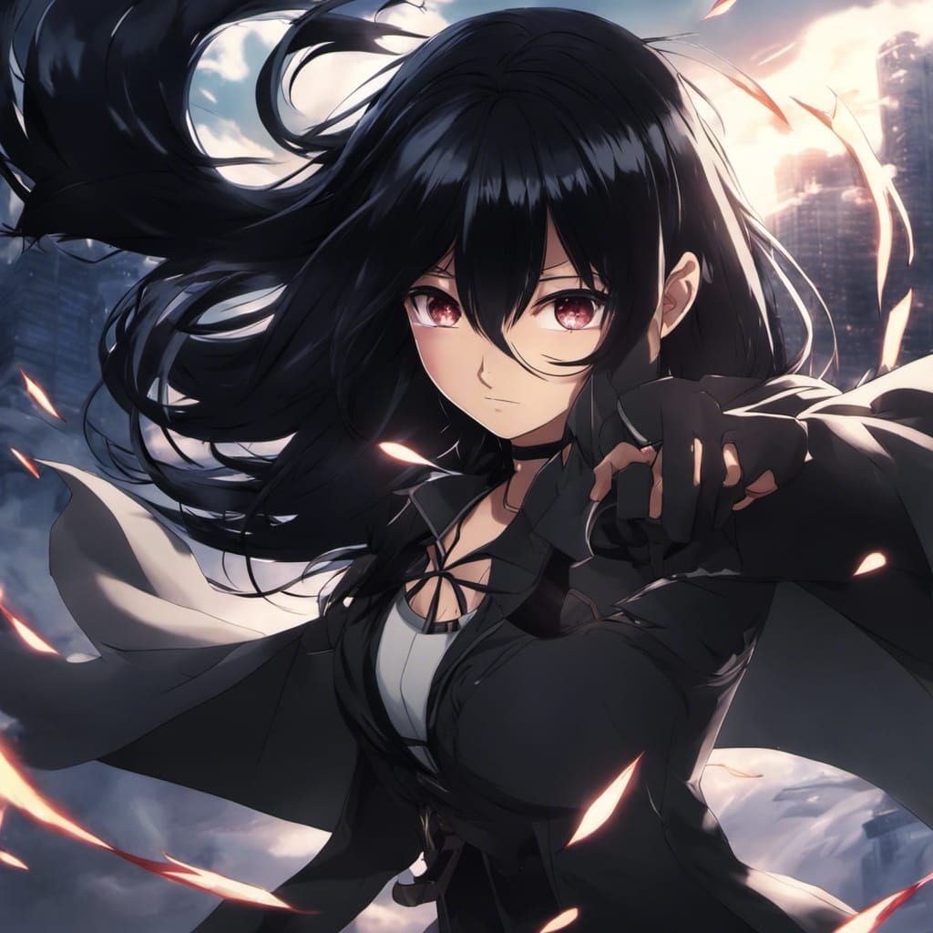 Anime Girl with Shadow Claw Superpower in 4K