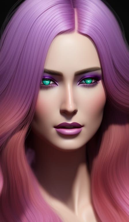 Hyperrealistic Woman Portrait with Ombre Hair