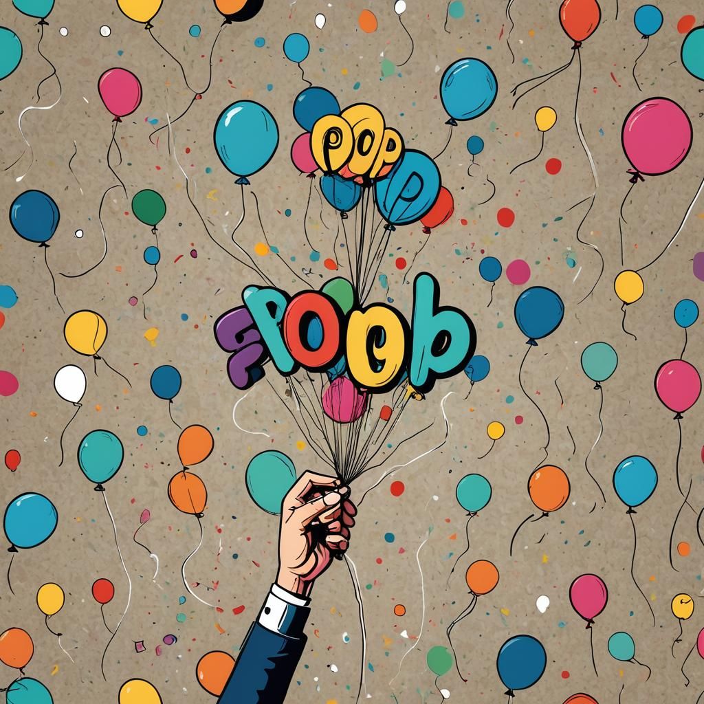Retro Cartoon Hand Pops Balloon Forming 'POP'