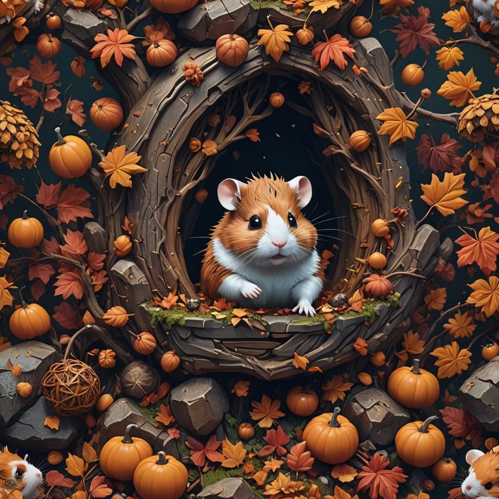 Autumn Hamster Fantasy Concept Art in 8k