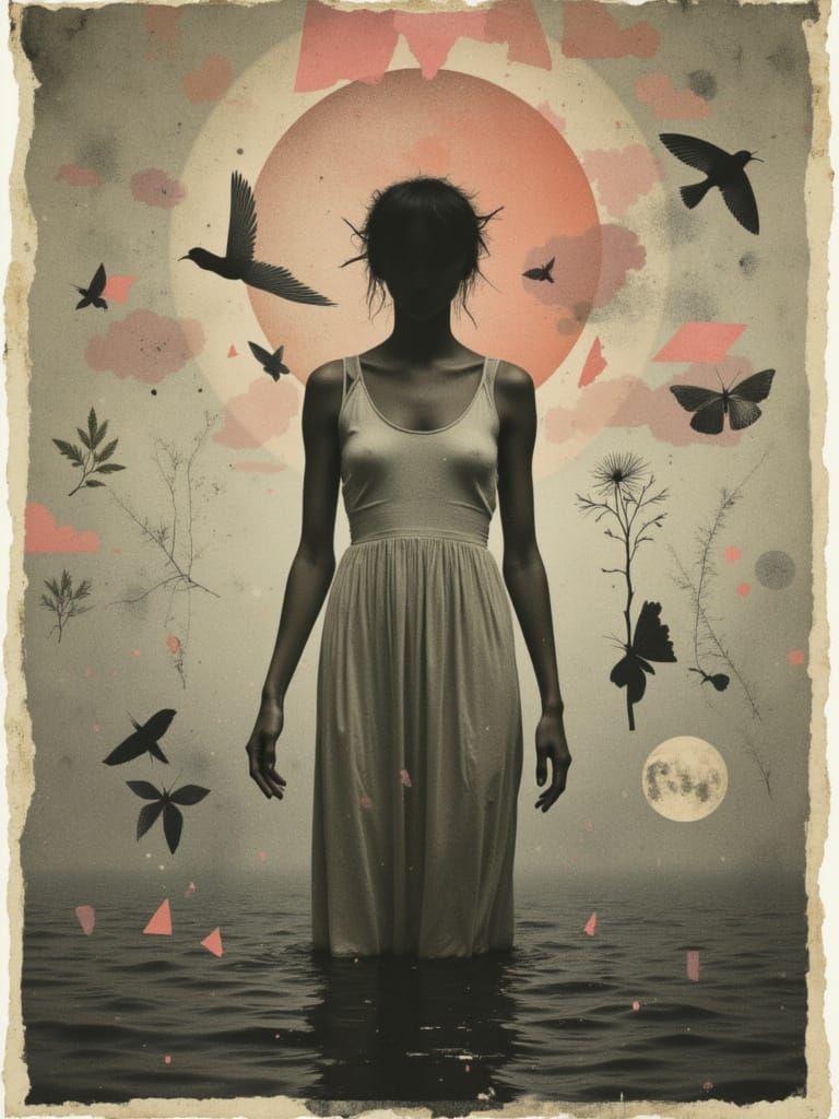 Desolate Winter Moor with Ghostly Figure