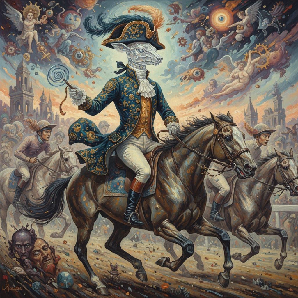 Crystal Deer Races in Romantic Surrealist Style