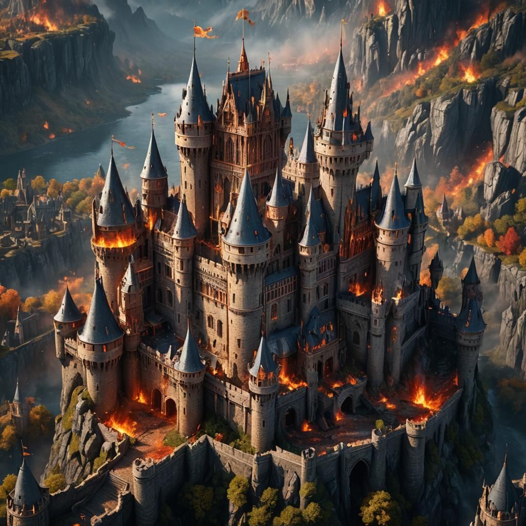 Fiery Castle: Detailed Matte Painting in Unreal Engine