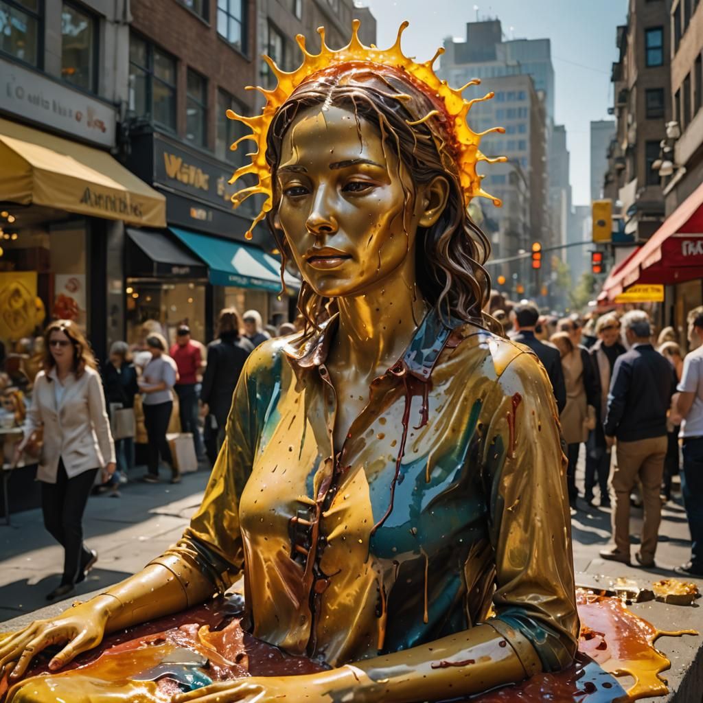Waxwork Woman Melting Under the Sun