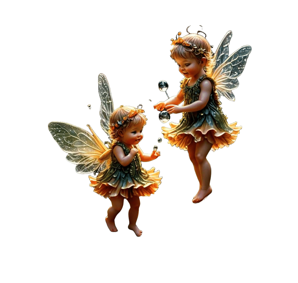 Macro Photo of Adorable Baby Fairies Dancing