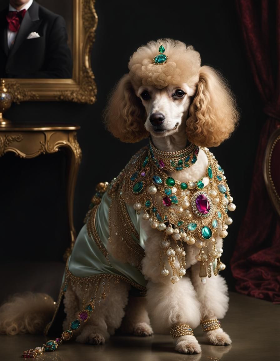 Luxurious Poodle Portrait in Film Style
