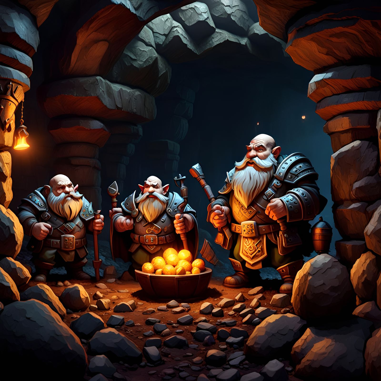 Anthropomorphic Potato Dwarves in Underground Fortress