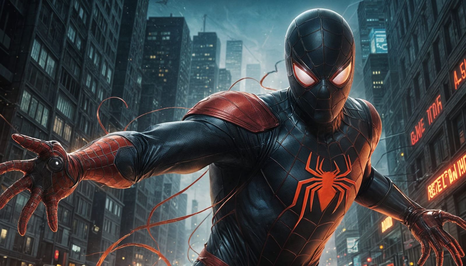 Dynamic Digital Illustration of Spider-Man in Action