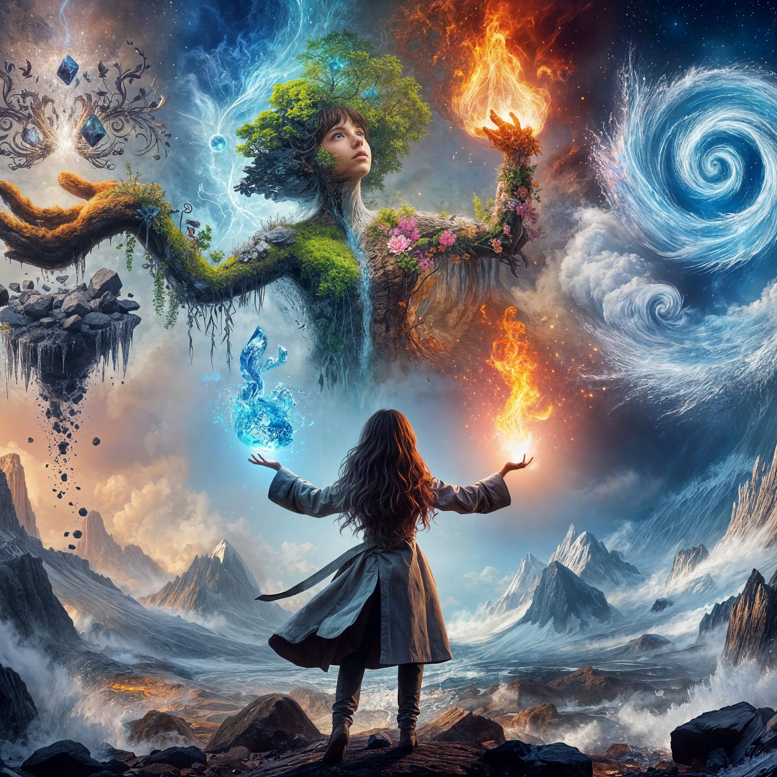 Elemental Master Conjures Golem, Flames, Ice, and Cloud