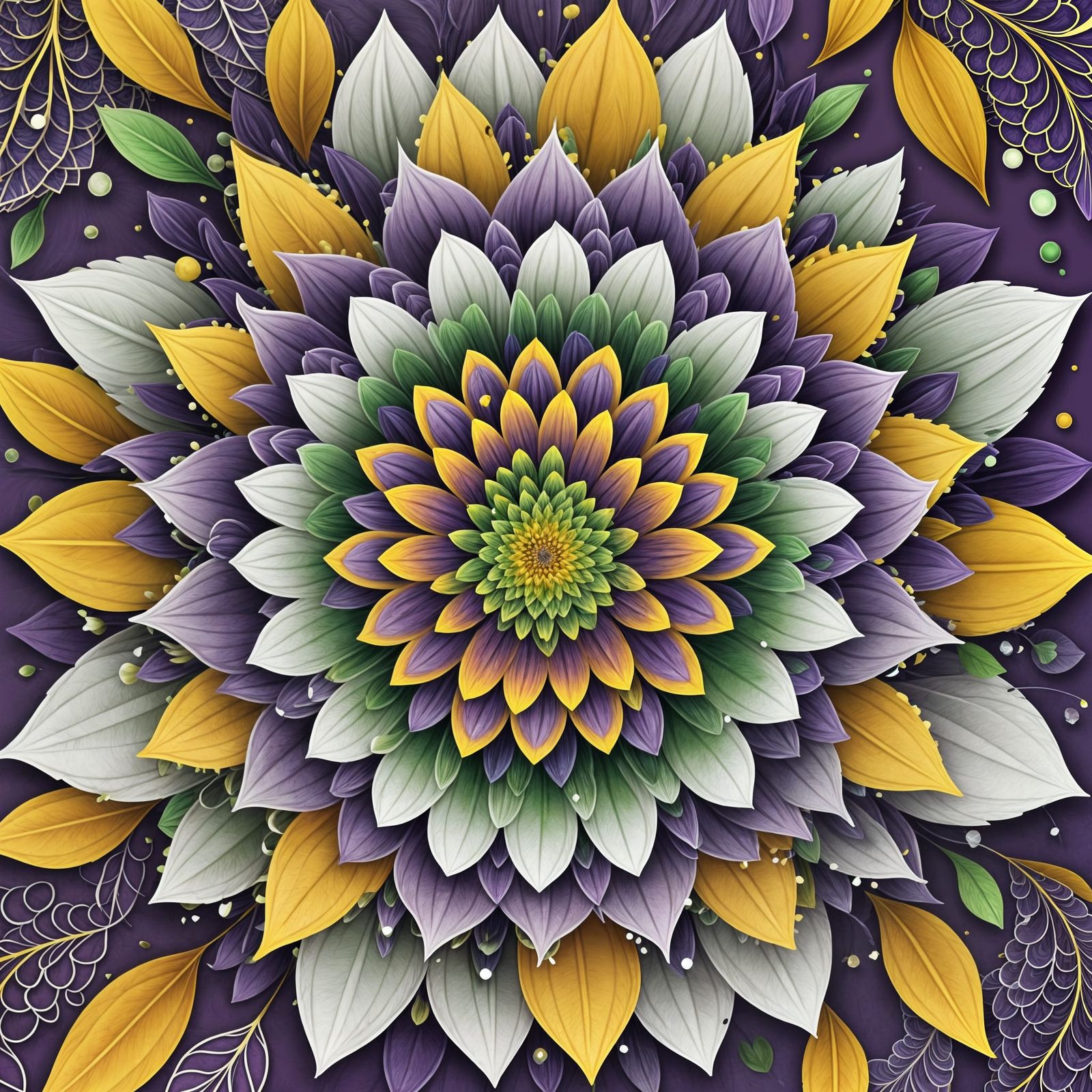 Intricate Mandala Design with Floral and Fractal Elements