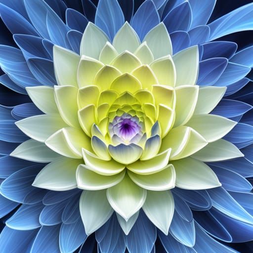 Lotus Blossom Blueprint in Azure Pond: Digital Art