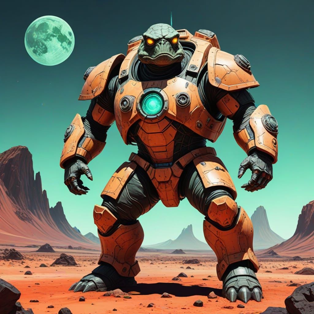 Warlord Turtle in Futuristic Comic Book Style