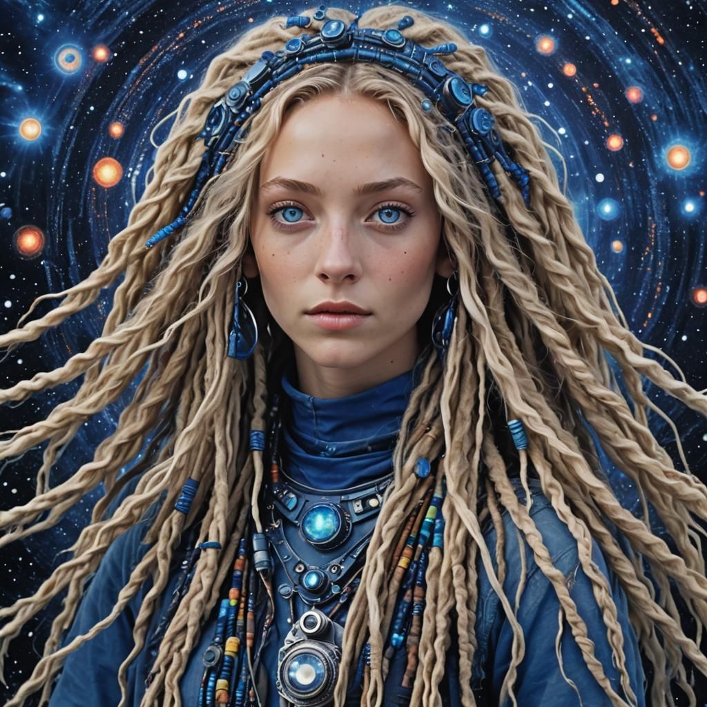 Psychedelic Hippie Girl Opens Cobalt Universe