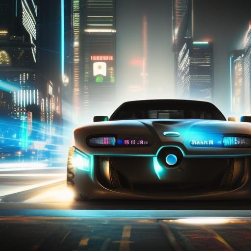 Cyberpunk Car Rendering with Bokeh and Natural Lighting