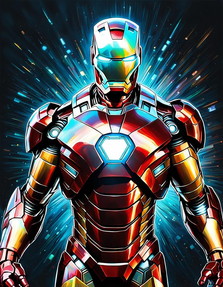 Holographic art Iron man