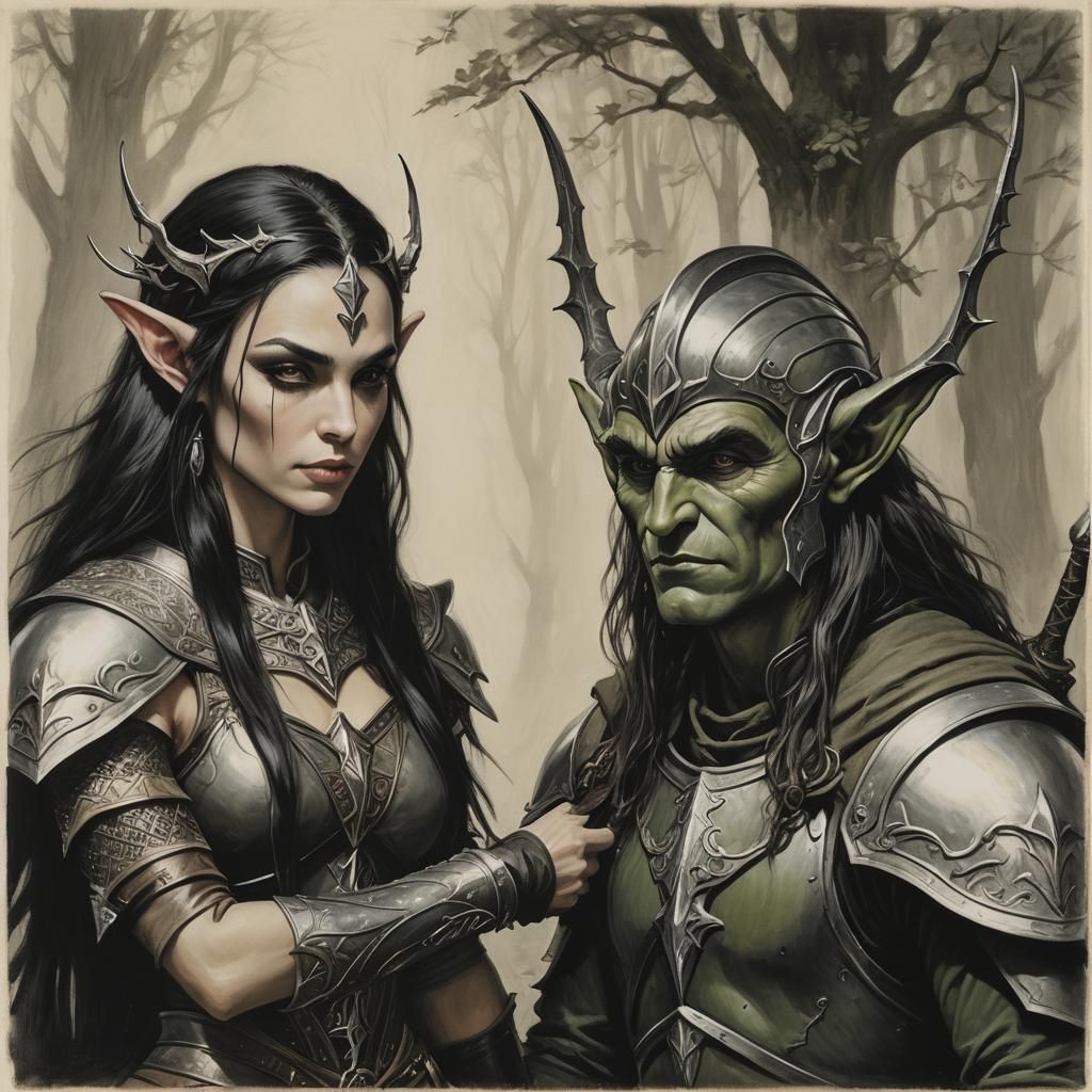 Elven Shaper and Orcneas Warrior Polaroid
