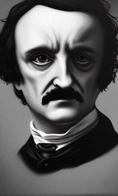 Ethereal Portrait of Edgar Allan Poe in Gothic Style