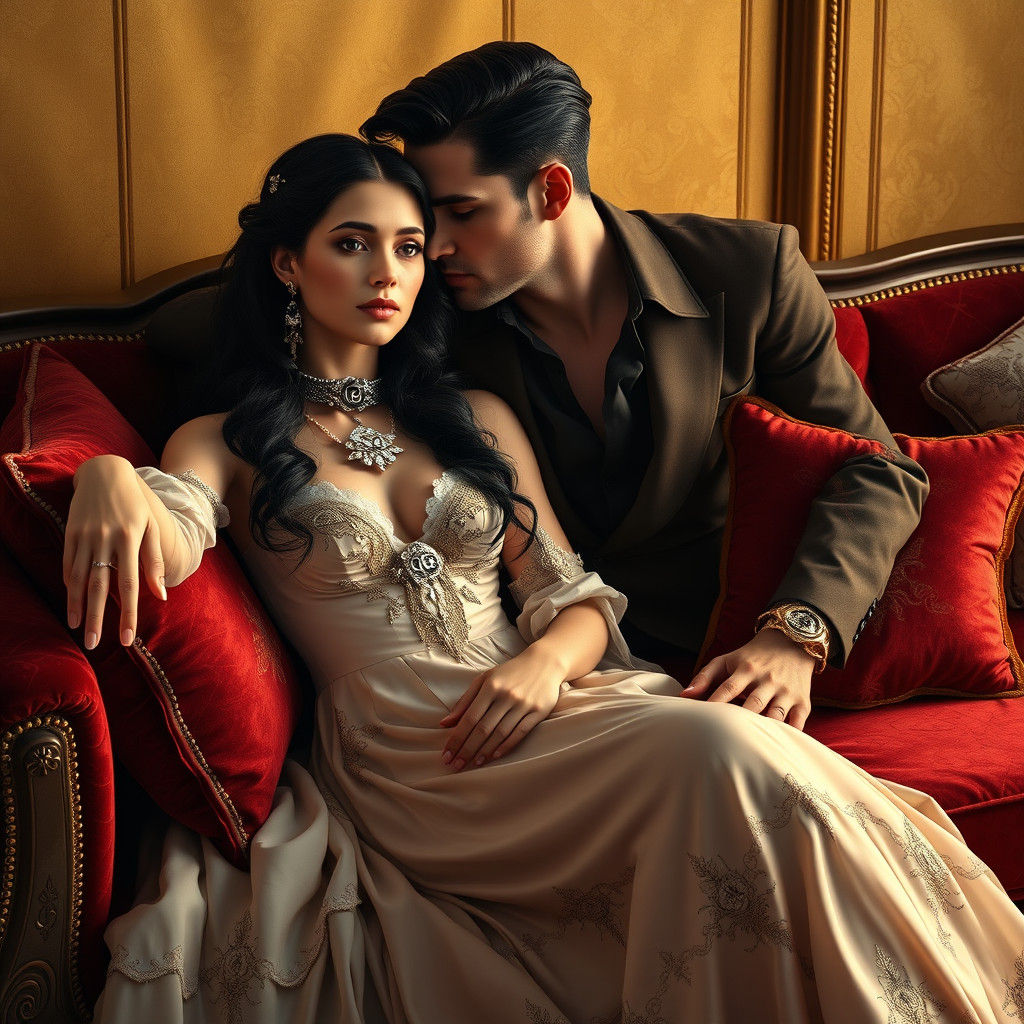 Retrato de uma mulher croata duquesa 19 anos no sofá com um ...