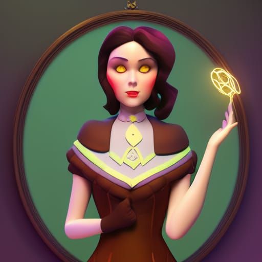 Fallen London Lady: 3D Digital Art in Pixar Style